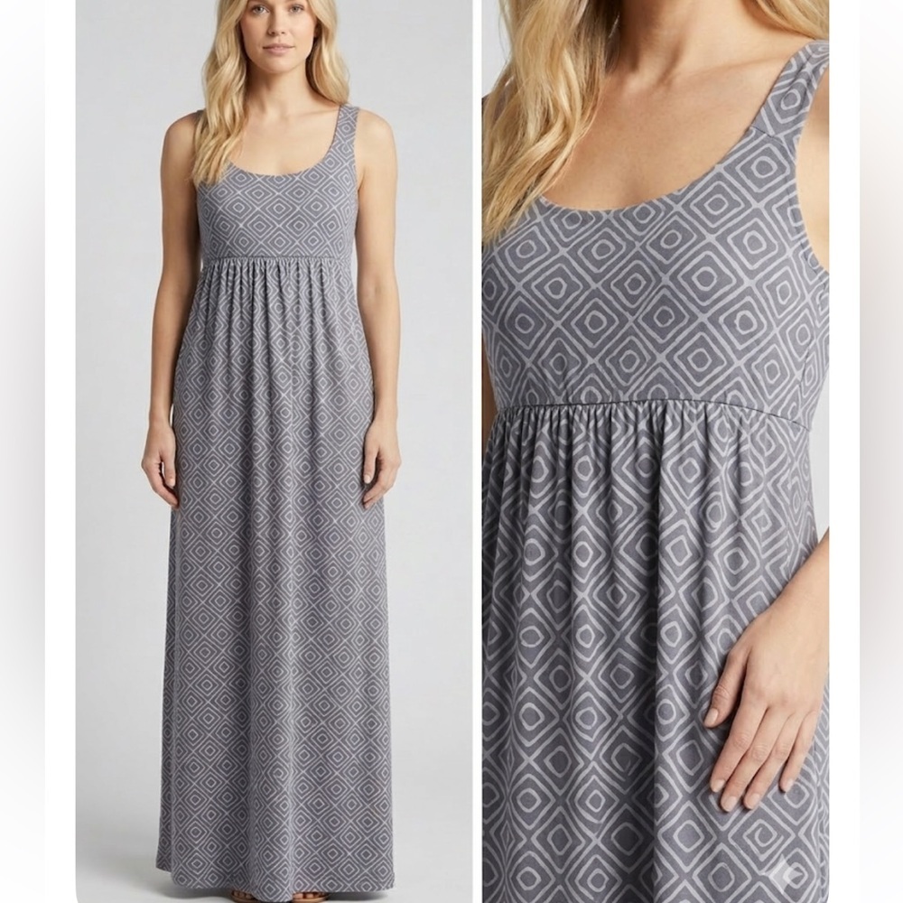 fresh produce Woman’s Gray Geometric Print Maxi Dress, Size S, EUC